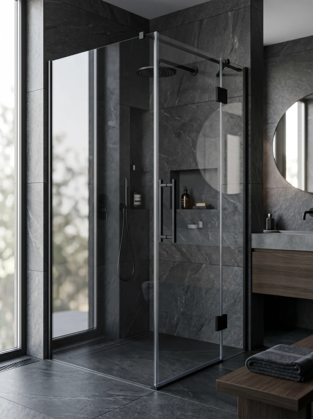 Corner glass shower enclosures made to order